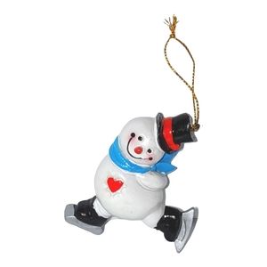 Christmas Snowman Skating Ornament or Craft Charm Accent